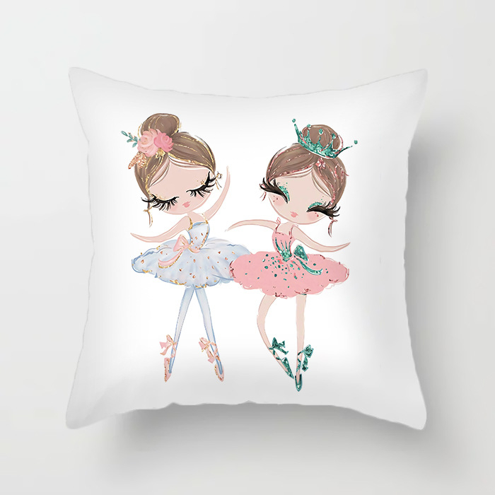 Qinju pūkštas pagalvės užvalkalas – baleto mergaitės motyvas, spauda, paprastas modernus dizainas