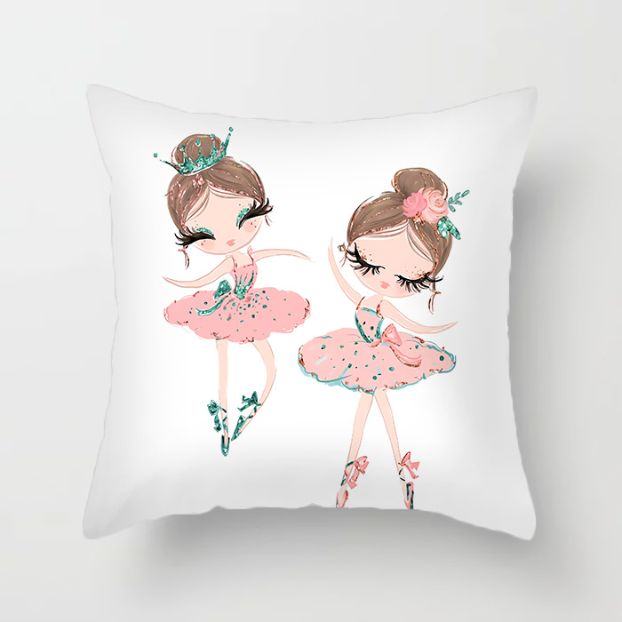 Qinju pūkštas pagalvės užvalkalas – baleto mergaitės motyvas, spauda, paprastas modernus dizainas