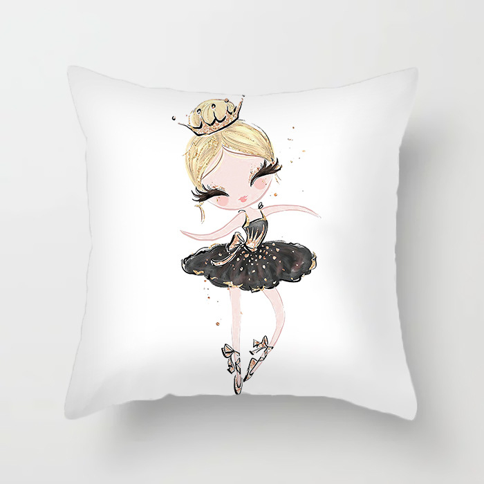 Qinju pūkštas pagalvės užvalkalas – baleto mergaitės motyvas, spauda, paprastas modernus dizainas