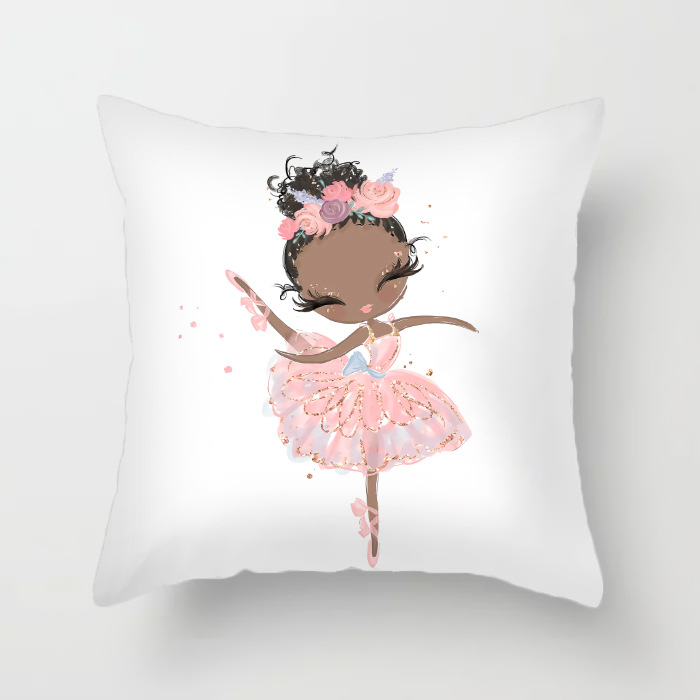 Qinju pūkštas pagalvės užvalkalas – baleto mergaitės motyvas, spauda, paprastas modernus dizainas