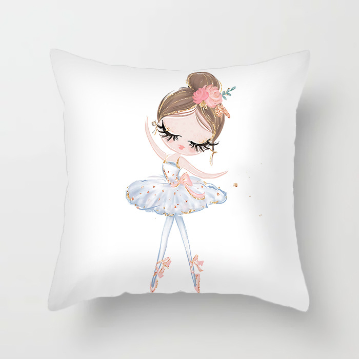 Qinju pūkštas pagalvės užvalkalas – baleto mergaitės motyvas, spauda, paprastas modernus dizainas