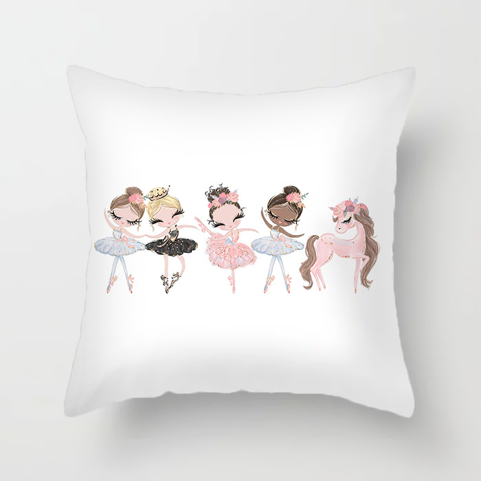 Qinju pūkštas pagalvės užvalkalas – baleto mergaitės motyvas, spauda, paprastas modernus dizainas