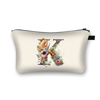 Козметична чанта с флорален принт, полиестерна тъкан и подплата от полиестер, за жени, стил: свеж и сладък
