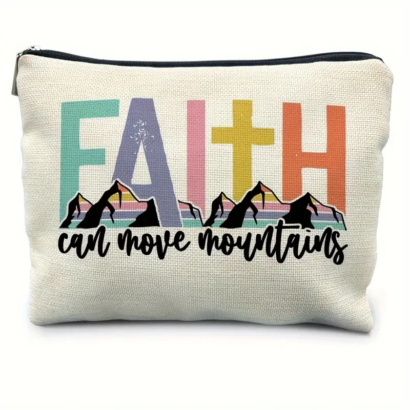Geantă de depozitare cu fermoar din pânză, model cu litere, căptușeală poliester, respirabilă, stil urban minimalist