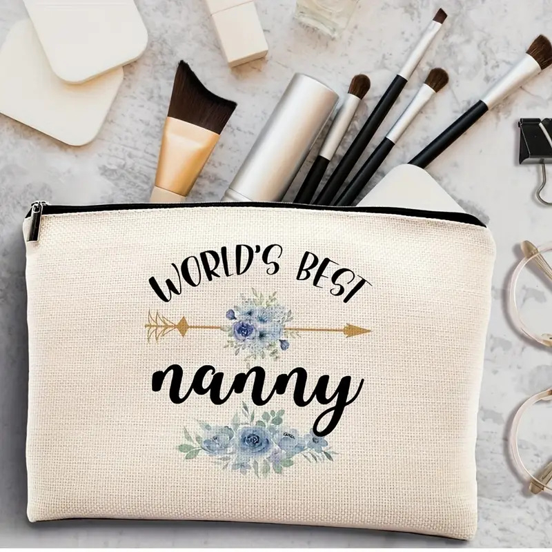 Geantă de depozitare cu fermoar din pânză, model cu litere, căptușeală poliester, respirabilă, stil urban minimalist