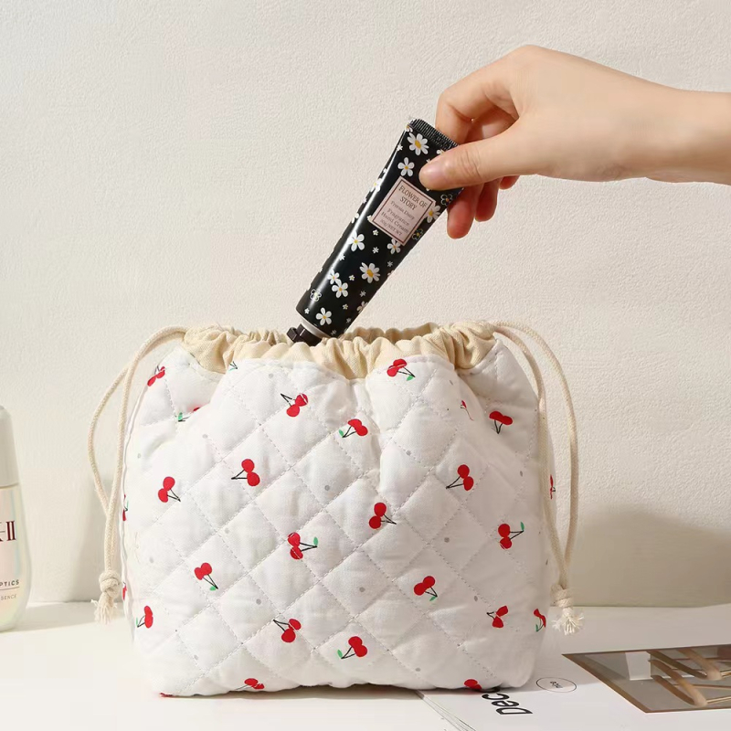 Geantă de cosmetic Zorro, design quilted cu urs, material din bumbac, căptușeală poliester, ultra-ușoară, extensibilă pentru depozitare