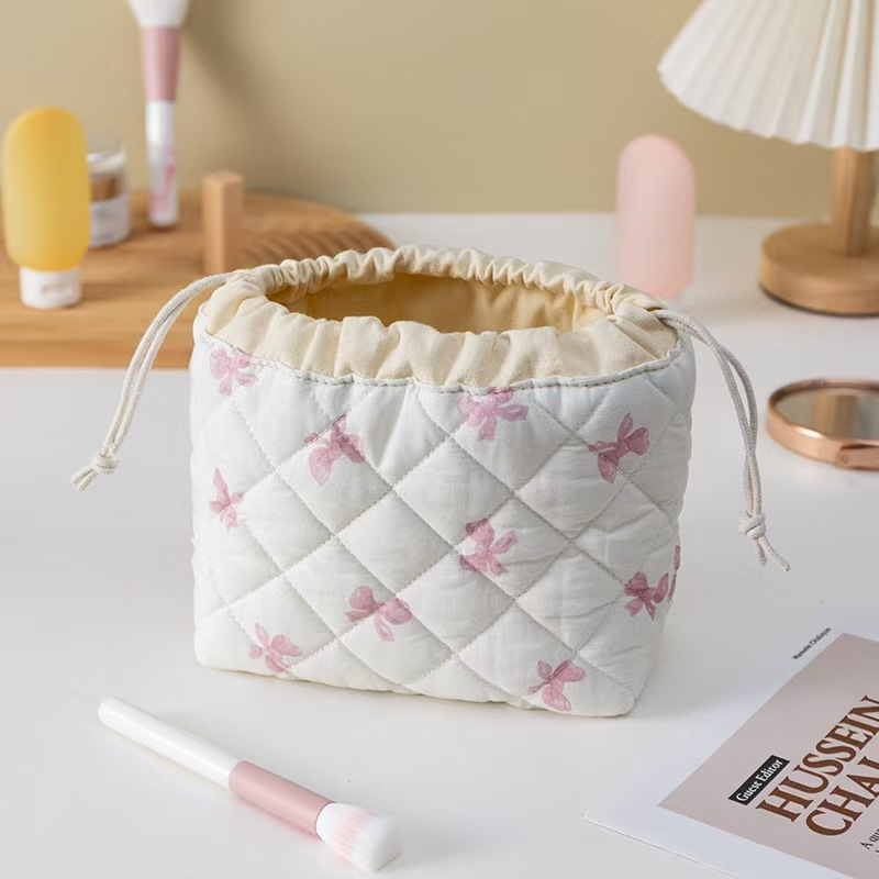 Geantă de cosmetic Zorro, design quilted cu urs, material din bumbac, căptușeală poliester, ultra-ușoară, extensibilă pentru depozitare