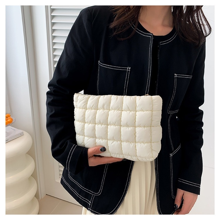 Sieviešu vēstules tipa soma no kokvilnas, pilsētas stila vienkāršums, horizontāla kvadrāta forma, rāvējslēdzēja aizvērums