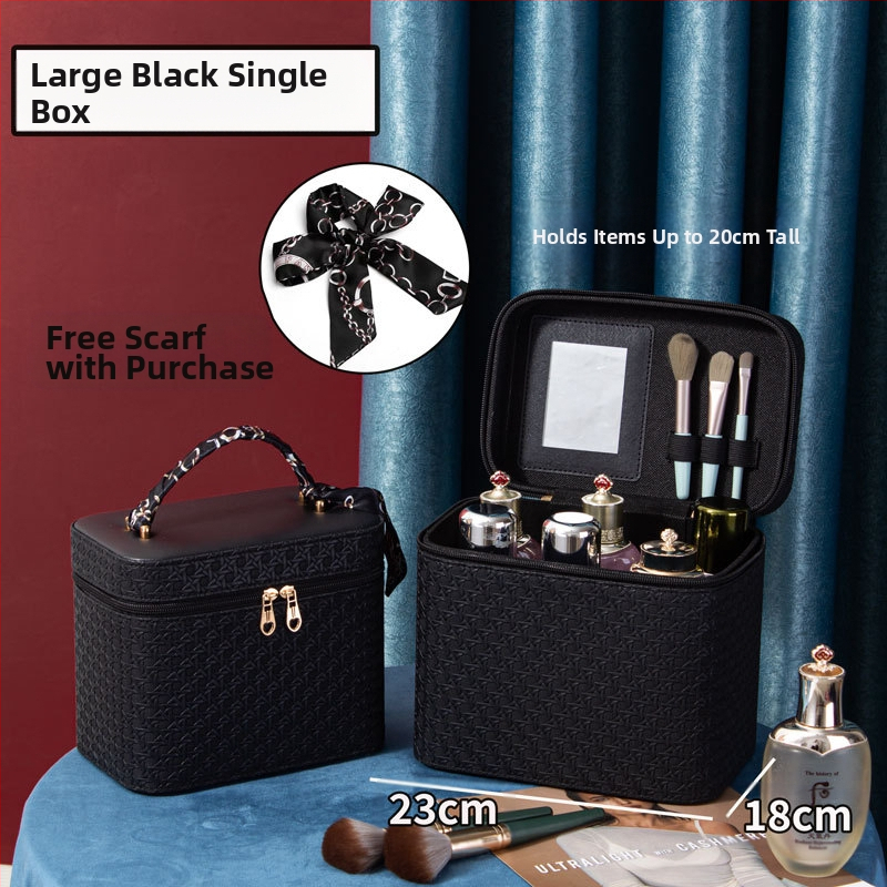 Prijenosna kozmetička torbica od PU kože, geometrijski uzorak, zatvaranje na zip, ručni dizajn, s proširivim slojem