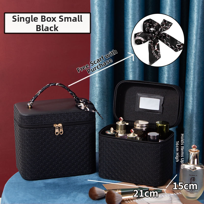 Prijenosna kozmetička torbica od PU kože, geometrijski uzorak, zatvaranje na zip, ručni dizajn, s proširivim slojem