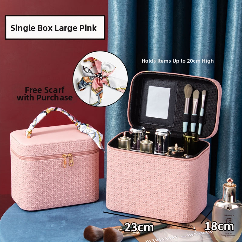 Prijenosna kozmetička torbica od PU kože, geometrijski uzorak, zatvaranje na zip, ručni dizajn, s proširivim slojem