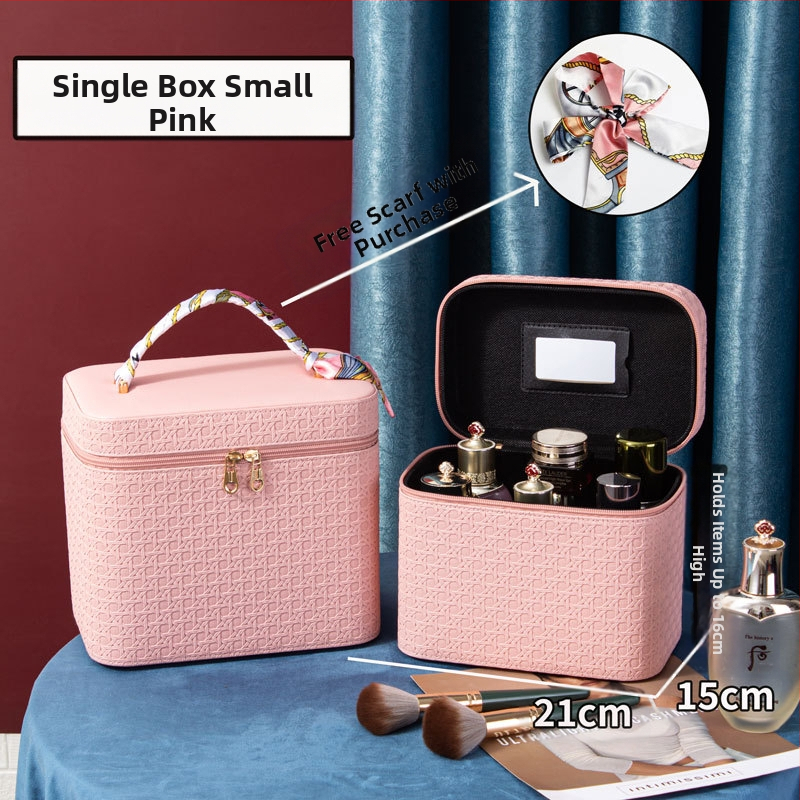 Prijenosna kozmetička torbica od PU kože, geometrijski uzorak, zatvaranje na zip, ručni dizajn, s proširivim slojem