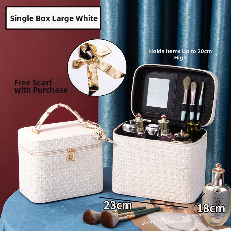 Prijenosna kozmetička torbica od PU kože, geometrijski uzorak, zatvaranje na zip, ručni dizajn, s proširivim slojem