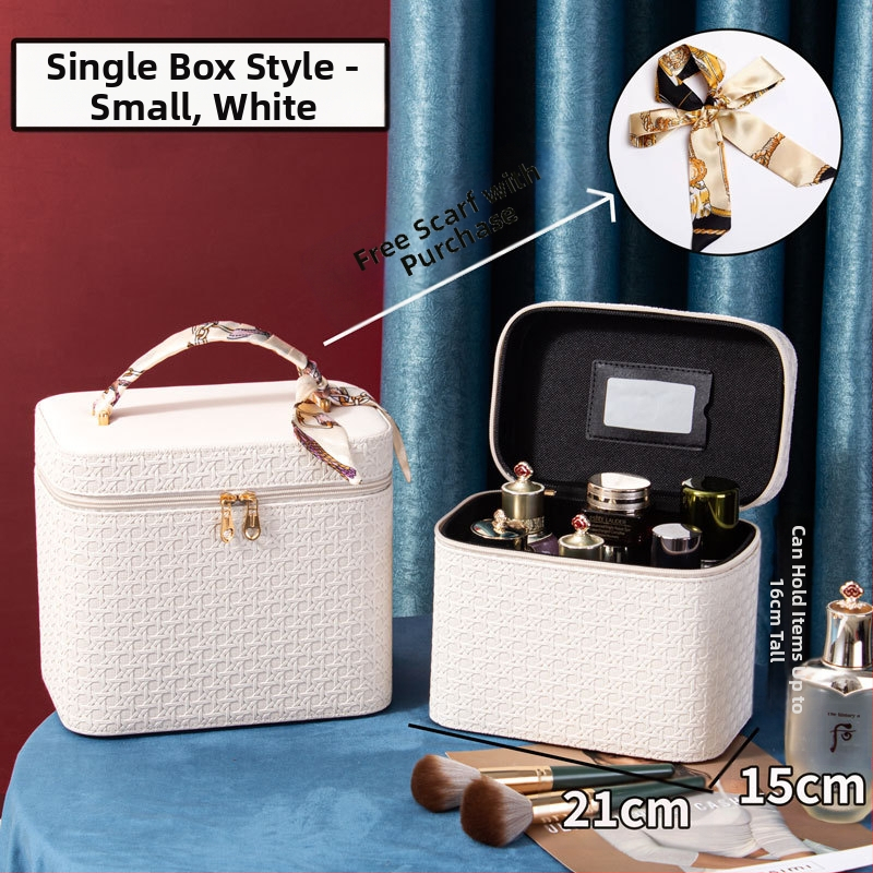 Prijenosna kozmetička torbica od PU kože, geometrijski uzorak, zatvaranje na zip, ručni dizajn, s proširivim slojem