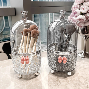 Κύλινδρος αποθήκευσης πινέλων μακιγιάζ με περιστροφή, θήκη καλλυντικών προστατευμένη από σκόνη για κραγιόν και eyeliner, υλικό PET, στυλ ήπιου πολυτελούς