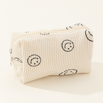 Козметична чанта corduroy, геометричен принт, подплата полиестер, удобна за съхранение, градски стил