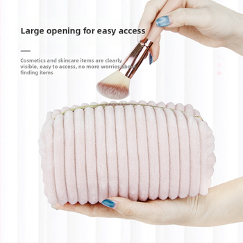 Corduroy козметична чанта с райе модел, подплата от полиестер, дишаща и ултра лека за ежедневна употреба
