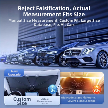 Automobilio saulės skydelis priekinio stiklo; titanio sidabro medžiaga; įrengimas „snap-in“; taikomos dalys: priekinės dalys; raštas: prekinio ženklo logotipas; logotipo spausdinimas galimas