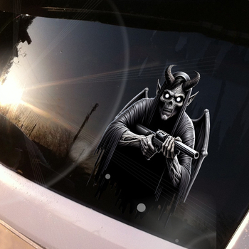 Autocolant 3D înfricoșător cu Secera Morții pentru mașină - impermeabil, cu adeziv de instalare pentru Halloween