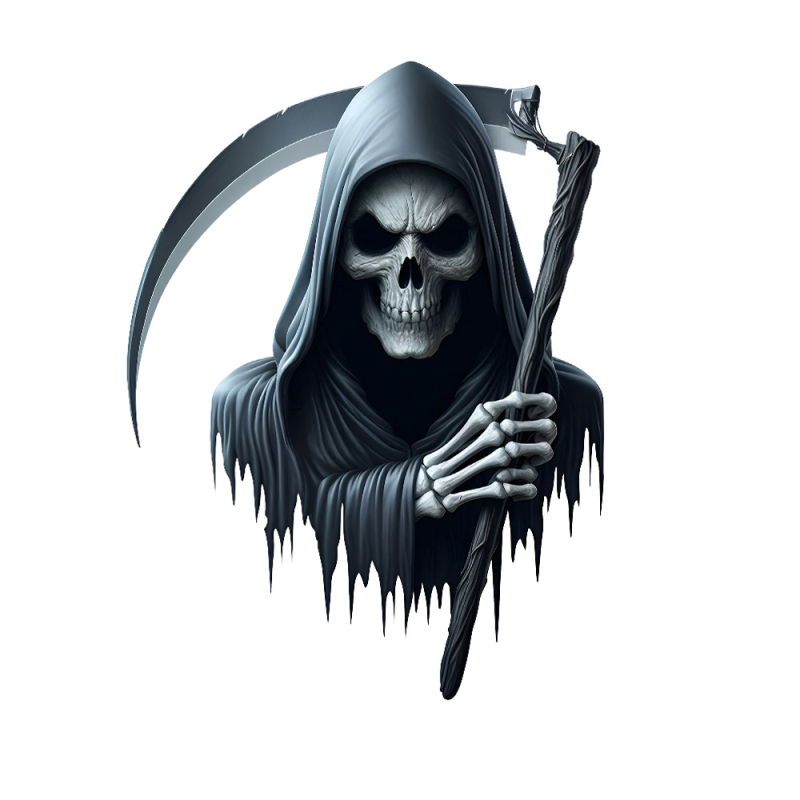 Autocolant 3D înfricoșător cu Secera Morții pentru mașină - impermeabil, cu adeziv de instalare pentru Halloween