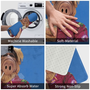 Flocking Αντιολισθητικό Χαλάκι Δαπέδου - Τετράγωνο, Εκτύπωση, Πλενόμενο, Κατάλληλο για Σαλόνι, Υπνοδωμάτιο, Κουζίνα, Μπάνιο