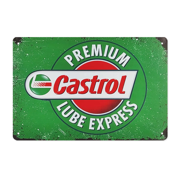 Διακοσμητικός κρεμαστός πίνακας – θέμα αμερικανικού ρετρό αγωνιστικού λαδιού κινητήρα; μοτίβο χαρακτήρων κινούμένων σχεδίων; πλαίσιο από λαμαρίνα; βάση βαφής από λαμαρίνα; κρέμασμα.