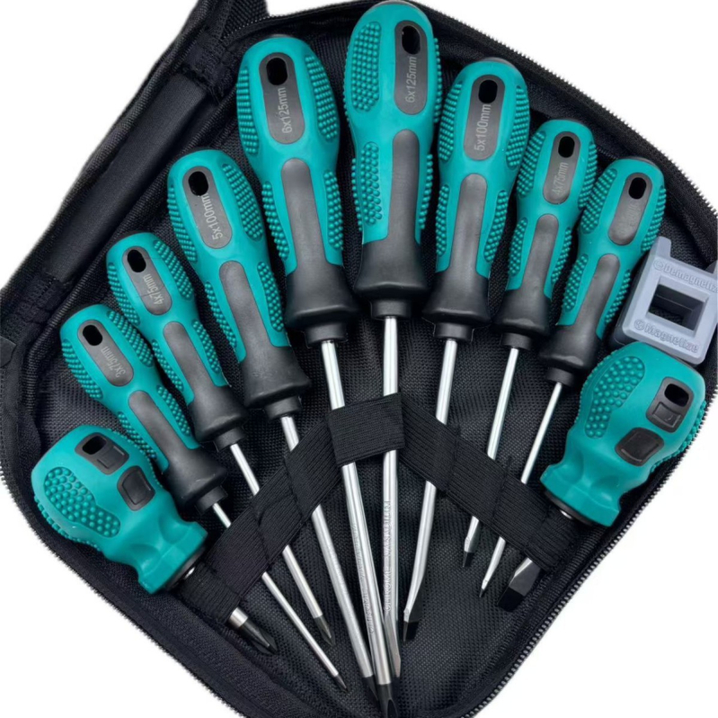 Desetkomplet magnetskih odvijača s Phillips i ravnim vrhovima, od Cr-V čelika