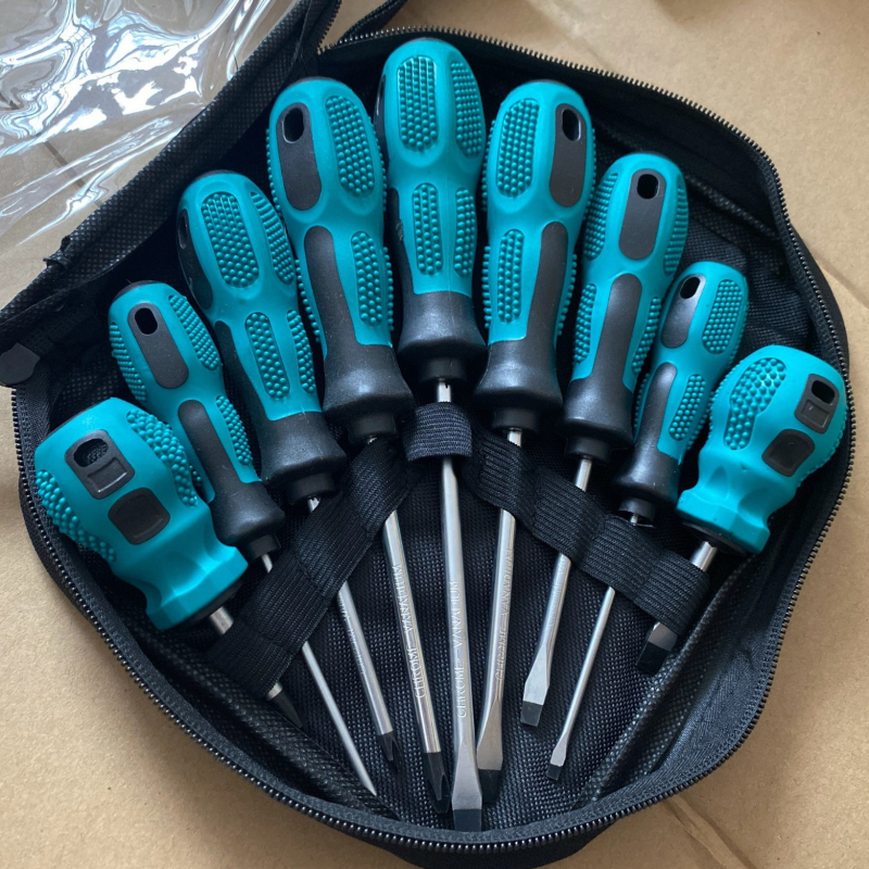 Desetkomplet magnetskih odvijača s Phillips i ravnim vrhovima, od Cr-V čelika