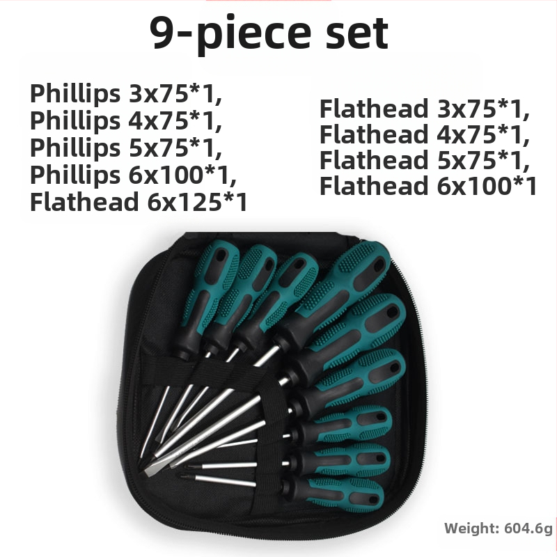 Desetkomplet magnetskih odvijača s Phillips i ravnim vrhovima, od Cr-V čelika
