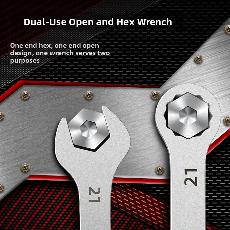 Open-end гаечен ключ комплект, Plum Blossom стил, двуфункционален, XTuosen, високовъглеродна стомана, галванизирана повърхност, тегло 1.03