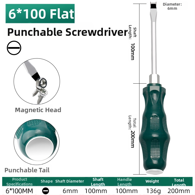 TOTCHI mágneses csavarhúzó, króm-vanádium acélból, nem szigetelt, kereszth fejű, Torx Plum Blossom típusú