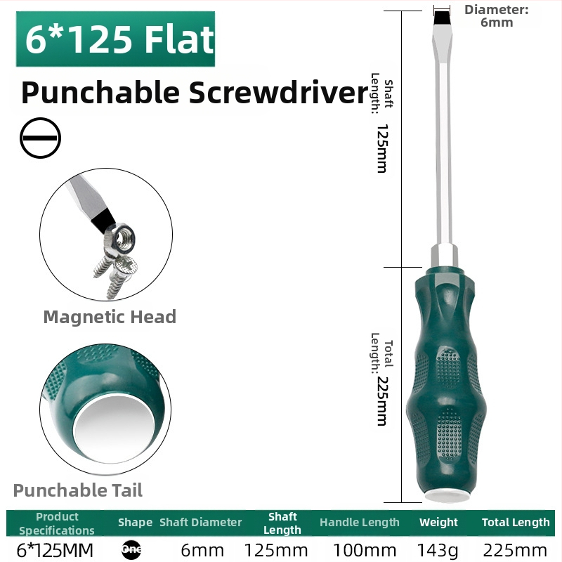TOTCHI mágneses csavarhúzó, króm-vanádium acélból, nem szigetelt, kereszth fejű, Torx Plum Blossom típusú