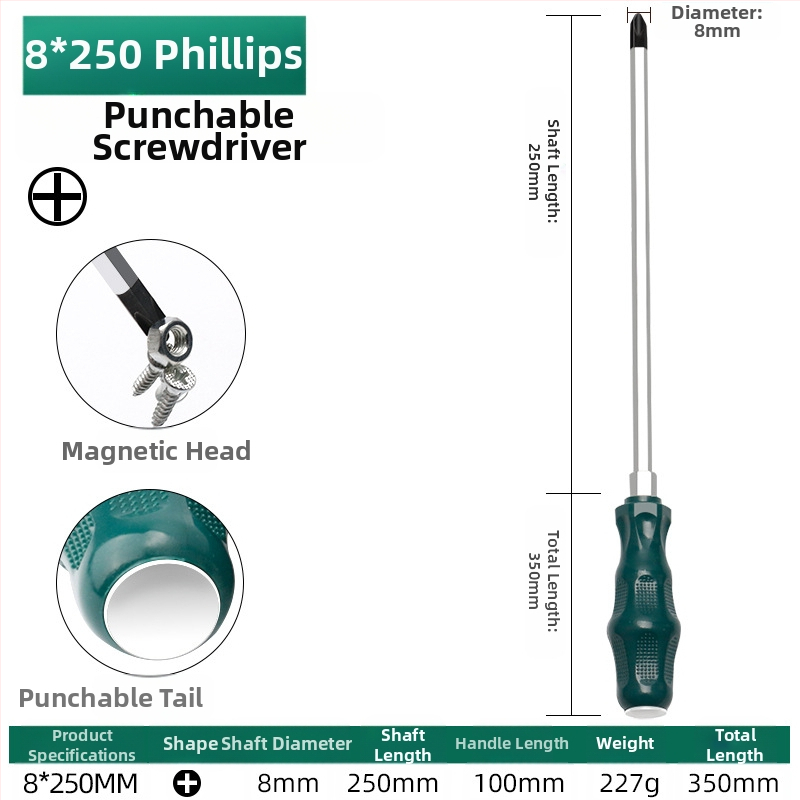 TOTCHI mágneses csavarhúzó, króm-vanádium acélból, nem szigetelt, kereszth fejű, Torx Plum Blossom típusú