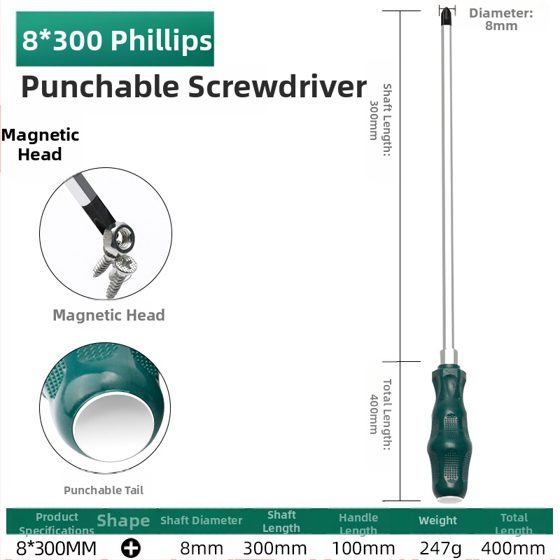 TOTCHI mágneses csavarhúzó, króm-vanádium acélból, nem szigetelt, kereszth fejű, Torx Plum Blossom típusú