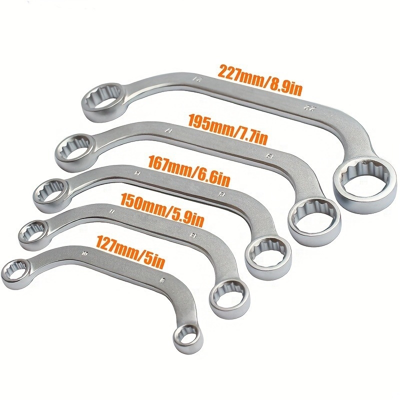 5-частен комплект S-образни двуглави шестограмни ключове с извита дръжка