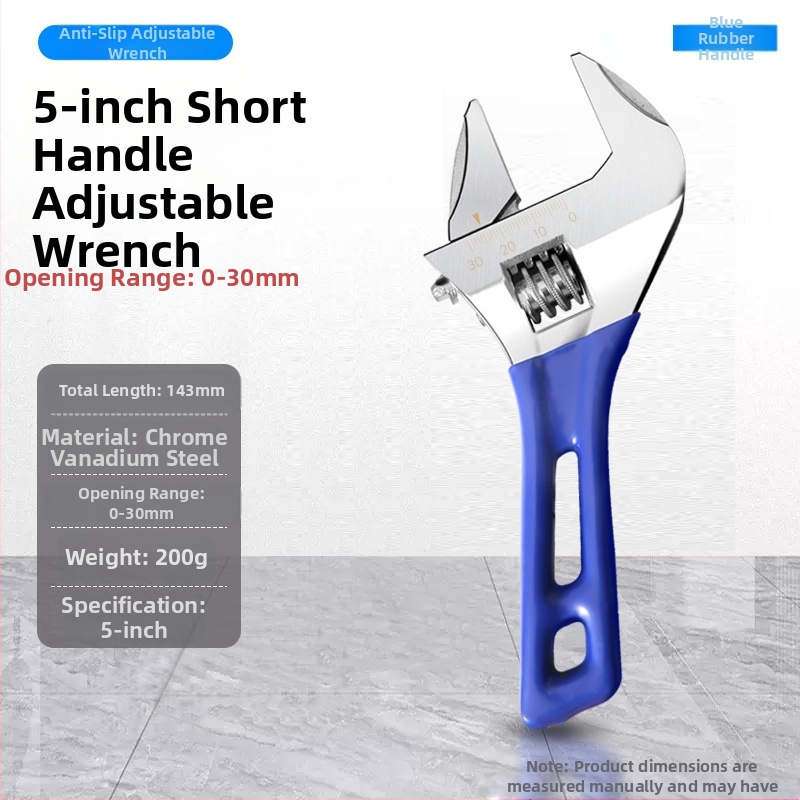 Ρυθμιζόμενο κλειδί ανοικτής κεφαλής με κοντή λαβή, για μπάνιο, χρωμιοβάνιο ατσάλι