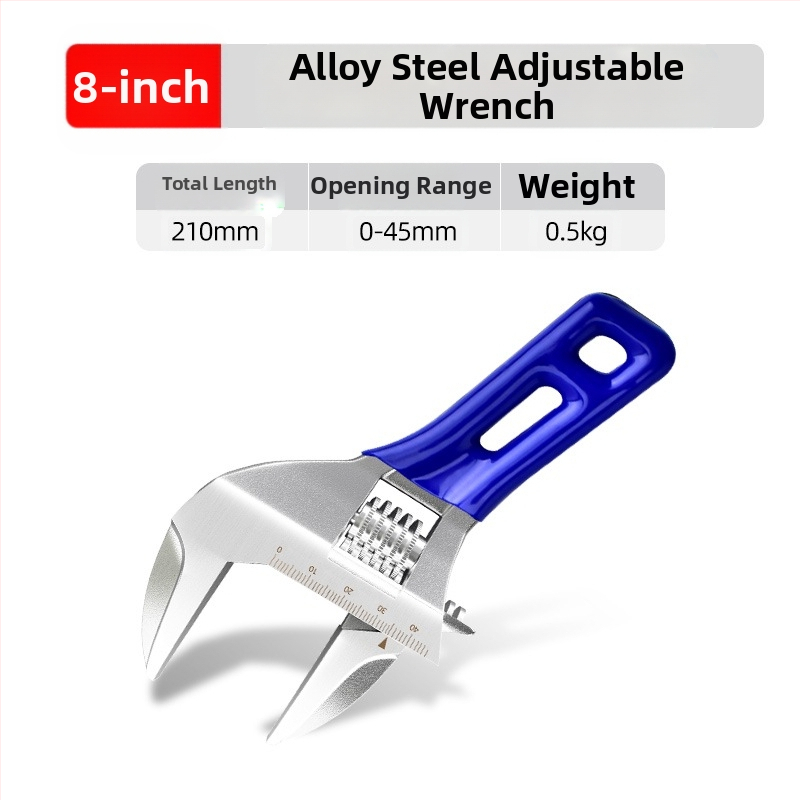 Ρυθμιζόμενο κλειδί ανοικτής κεφαλής με κοντή λαβή, για μπάνιο, χρωμιοβάνιο ατσάλι