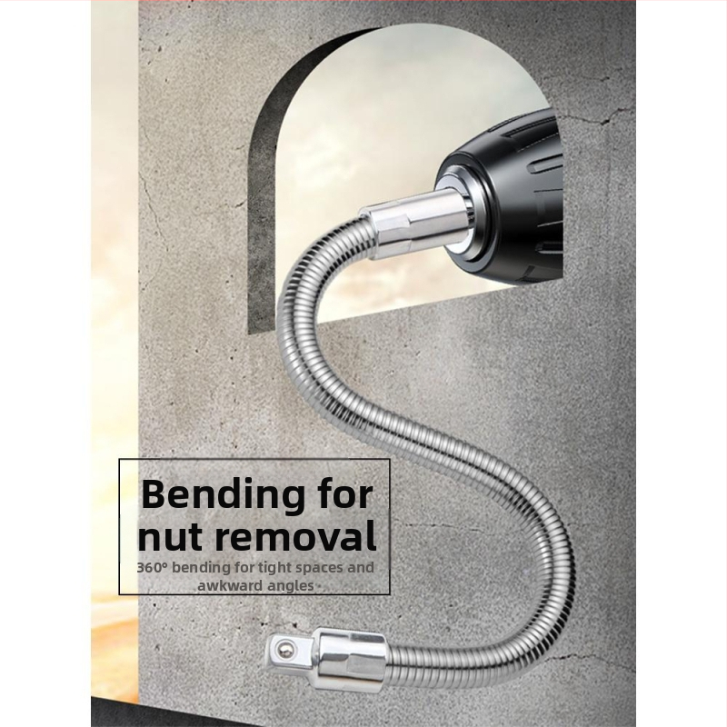 Електрически гаечен ключ със свързваща мека пръчка, универсално удълнение и гъвкав задвижващ вал