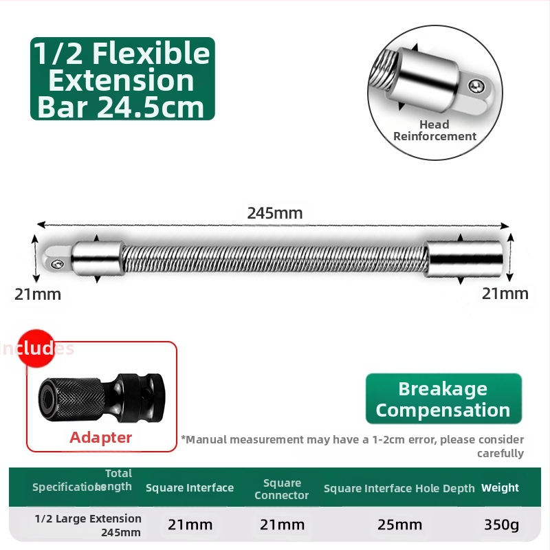 Elektrinis veržliasparnis su minkšta jungiamąja strėle, universaliu ilginimo strypu ir lanksčiu veleno adapteriu