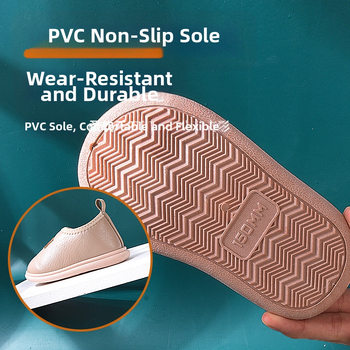 Παιδικές παντόφλες εσωτερικού χώρου από τεχνητό δέρμα, σόλα PVC, παχύς πάτος, μονόχρωμο σχέδιο, φθινοπωρινά-χειμερινά