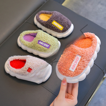 Παιδικές βαμβακερές παντόφλες με επένδυση φλίς, κλειστή φτέρνα, σχέδιο με καρτούν, ανθεκτική σόλα