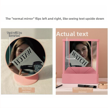Огледало за грим с истинско изображение, не обръща лявото и дясното; ABS рамка; огледало с цветно покритие; не е електрическо; лицензирано под частен етикет