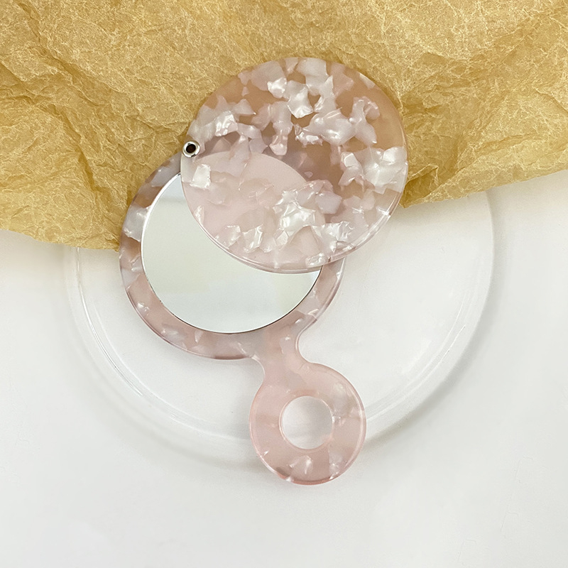 Oglindă mică de machiaj, rotundă, cu mâner, compactă și portabilă, pentru dormitor și baie, cadou ideal de ziua de naștere pentru un prieten