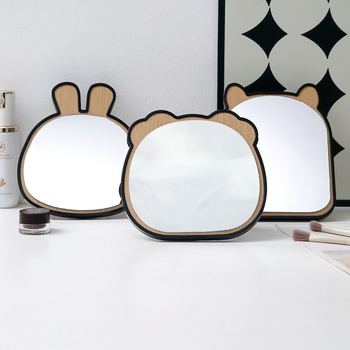 Настолно дървено въртящо се огледало за грим – дървена рамка, сребърно огледало, въртене, едностранно, за бюро