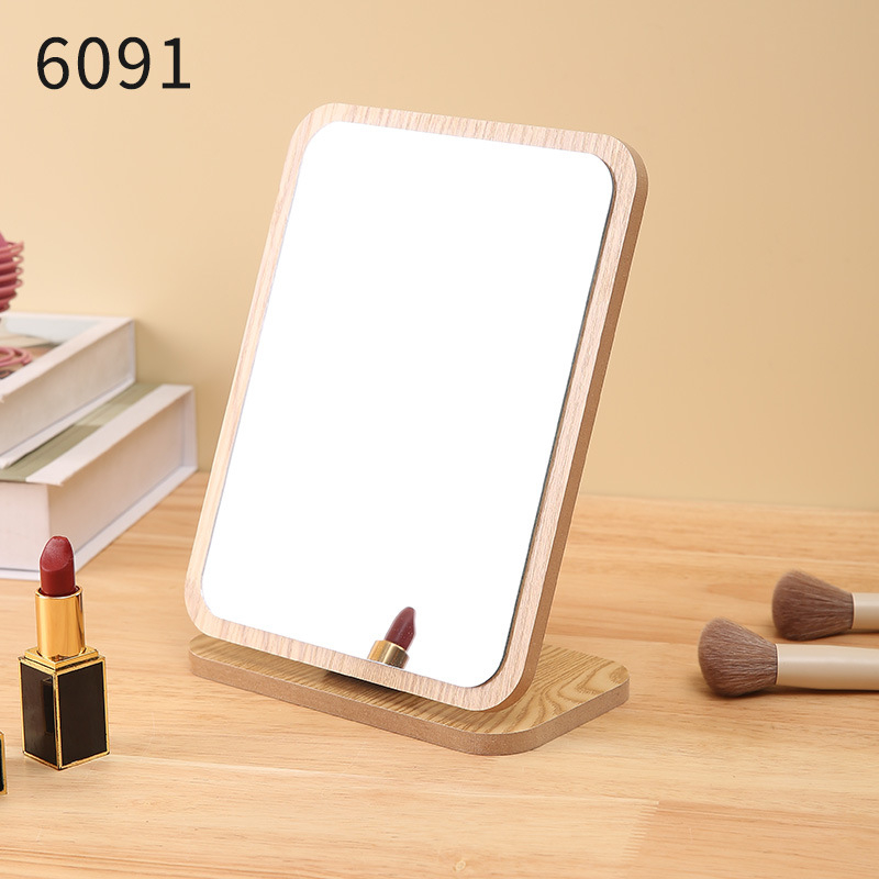 Stolno drveno rotirajuće ogledalo za šminkanje – drveni okvir, srebrno ogledalo, jednosmjerno, za stolnu upotrebu