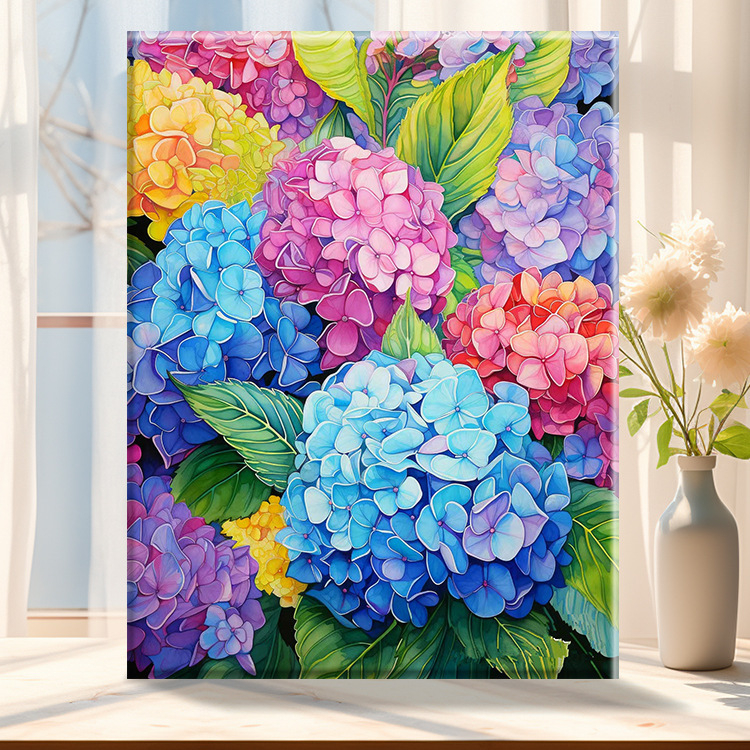 Cvjetni klastri – DIY digitalna uljna slika, ručno oslikani cvjetni motiv, akrilno punjenje, bez okvira, moderni minimalistički stil