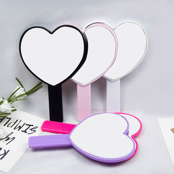 Сърцевидно ръчно огледало за грим, едностранно, пластмасова рамка с алуминиево огледало, печат на лого и персонализация