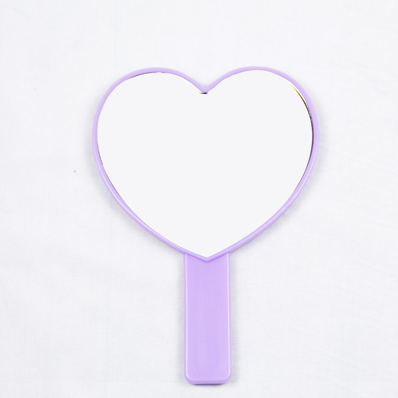 Šmink ogledalo s držalom u obliku srca, jednostrana, plastični okvir, aluminijsko ogledalo, otisak logotipa i prilagodba dostupni