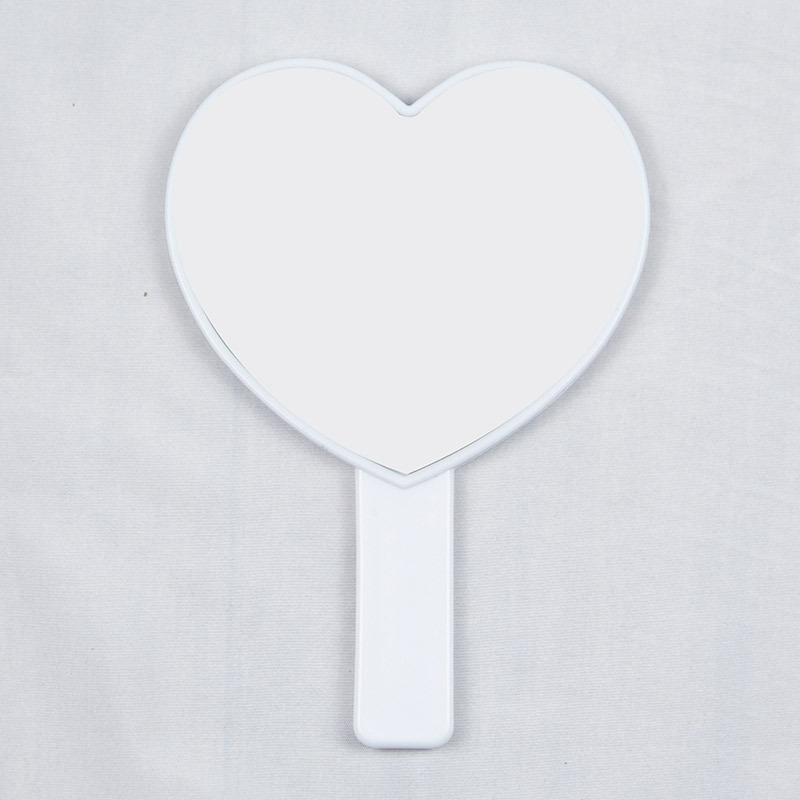 Šmink ogledalo s držalom u obliku srca, jednostrana, plastični okvir, aluminijsko ogledalo, otisak logotipa i prilagodba dostupni
