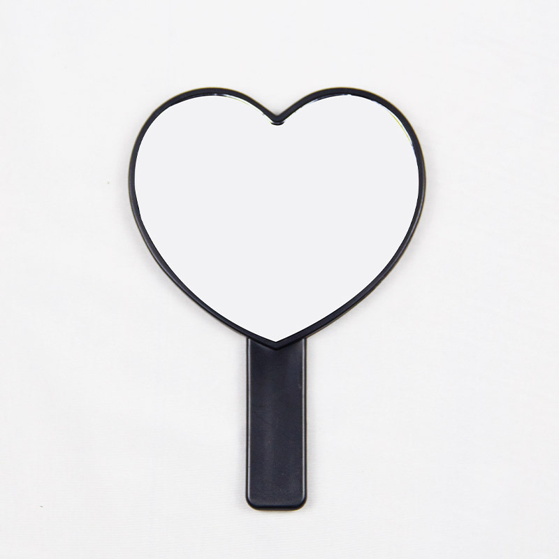 Šmink ogledalo s držalom u obliku srca, jednostrana, plastični okvir, aluminijsko ogledalo, otisak logotipa i prilagodba dostupni